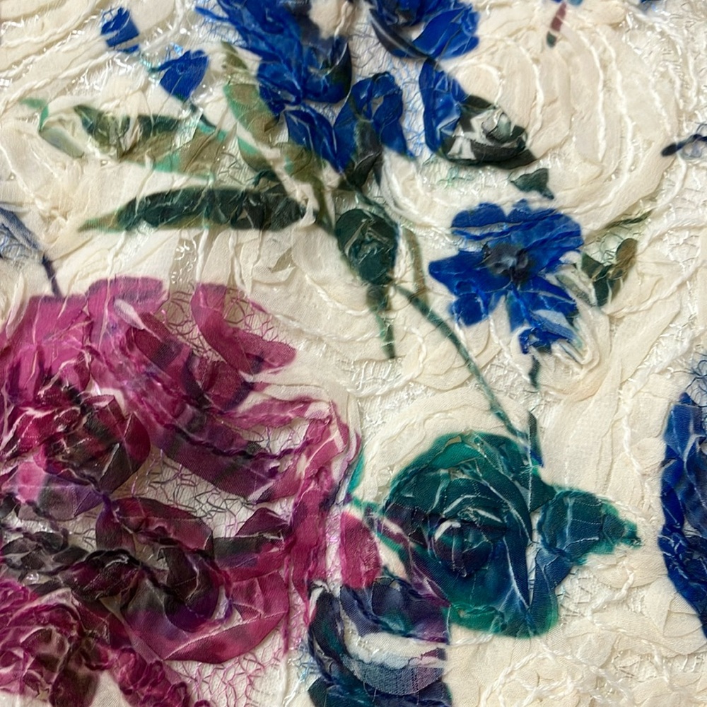 Adrianna Papell textured floral one shoulder  Dress sz 10 - Picture 6 of 10